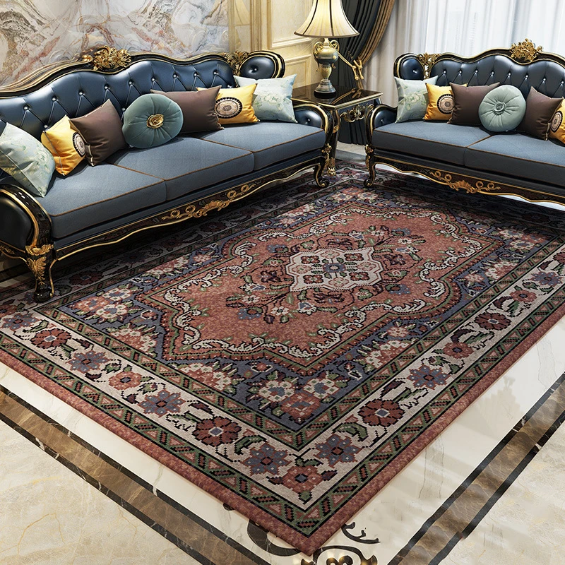 Vintage Persian Style Living Room Carpets And Rugs European Jacquard Carpet For Bedroom Bedside Floor Mat Turkey Home Carpet