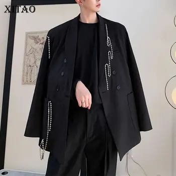 

XITAO Plus Size Tide Plus Size Blazer Beading Pocket Women Clothes 2020 Spring New Loose Notched Full Sleeve Coat Top ZLL4947