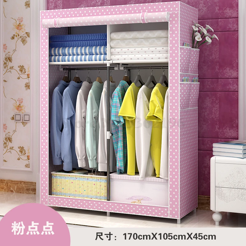 Simple Wardrobe Fabric Simple Modern Bedroom Economical Reinforcement Overall Wardrobe Household Cloth Wardrobe - Цвет: Лиловый