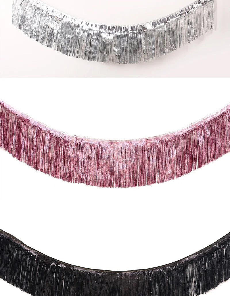 1.8M Creative 4 Layers Foil Tinsel Garland Curtains Birthday Party Wedding Ramadan Decoration Christmas Home Backdrop Wall Decor