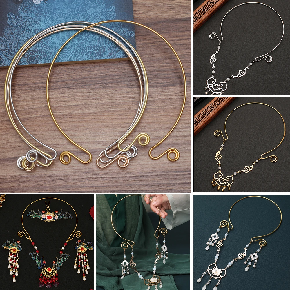 2pcs DIY Metal Collar Neckalce Circle Hang Hook Bride Base Setting Jewelry Making Components Wedding Necklace Jewelry DIY