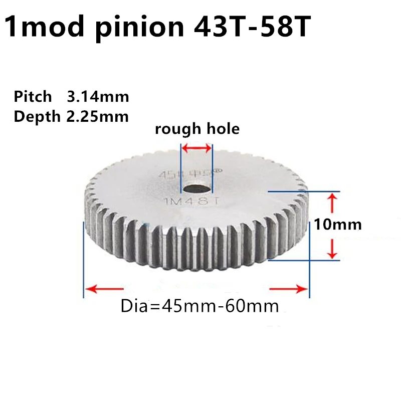 1 Mod 39 T engranajes cilíndricos Motor De Acero 45# espesor 10 mm exterior dia Gear 41 Mm x 1Pcs