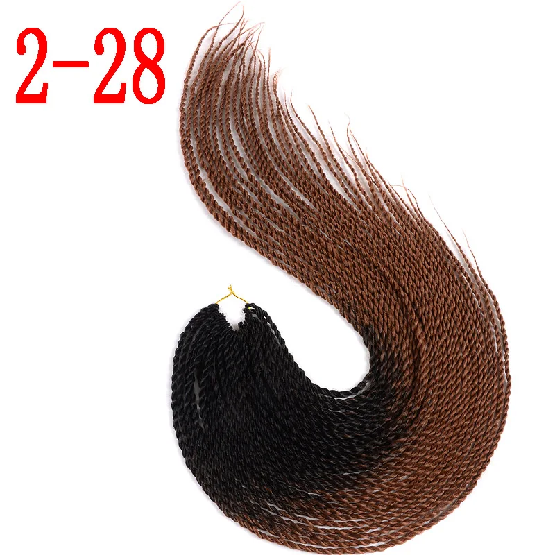 2-28 MERISIHAIR Ombre Сенегальские крученые волосы на крючках косички 24 дюйма 30 корней/упаковка синтетические косички волосы для женщин серый, синий, розовый, бро - Цвет: 2-28