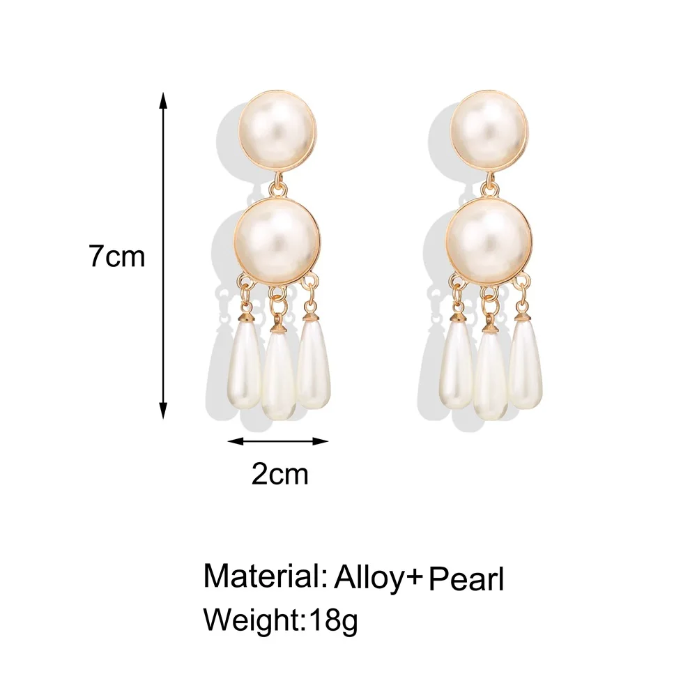 Trendy Elegant Simulated Pearls Long Dangle Earrings For Women Jewelry Pearls String Statement Drop Earrings Wedding Party Gift