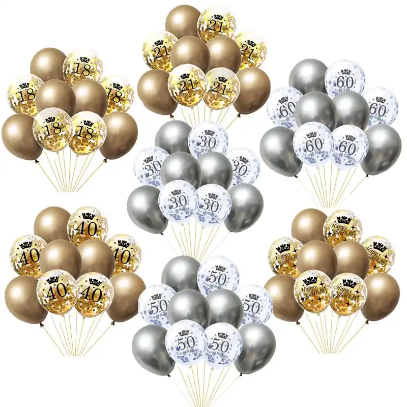 10 шт. 18 21 30 30 40 50 60 день рождения воздушный шар "Конфетти" Серебро Золото латексные Globos счастливый год украшение на годовщину шары