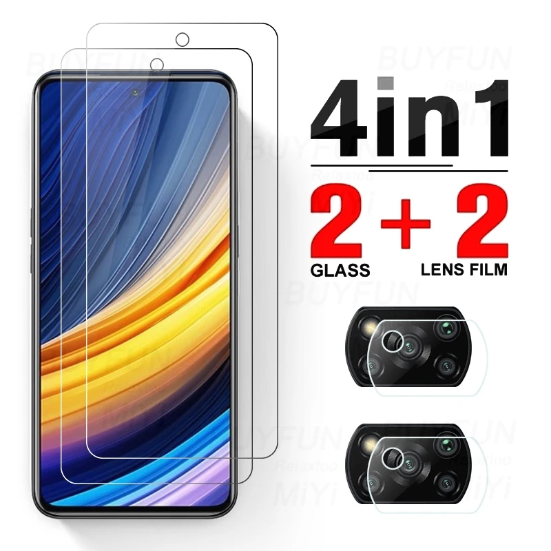4in1 Camera Lens Protector for Xiaomi Poco M4 Pro Pocco Poko Little X F M 3 X3 NFC GT M3 F2 Pro F1 F3 5G Protective Glass Film cell phone screen protector