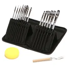 15 шт Акварельная Акриловая картина маслом деревянный набор кистей со скребком губка мешок
