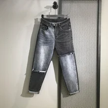 Женские джинсы с контрастной строчкой, весна, новые свободные тонкие шаровары