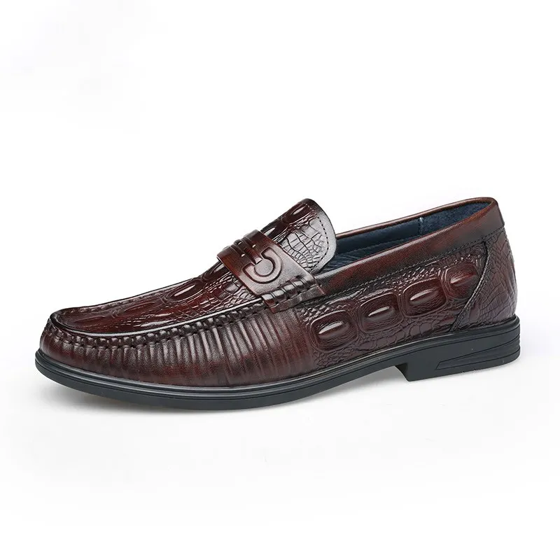 Обувь в горошек; мужская повседневная обувь с узором «крокодиловая кожа»; Мужская обувь для вождения из натуральной воловьей кожи; Мужская прогулочная обувь без застежки