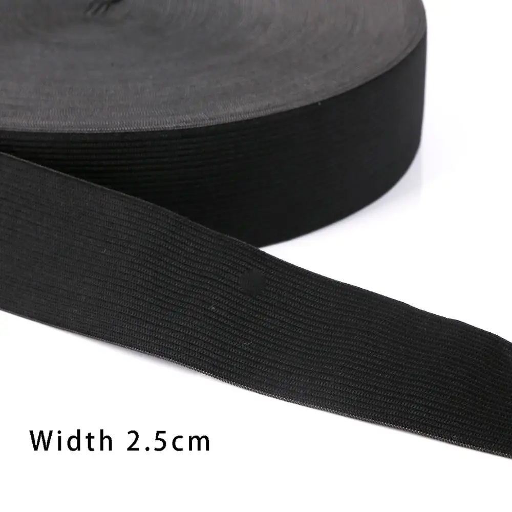 Black and White Elastic Nylon Webbing for Clothing and Sewing Accessories - 5 Yards