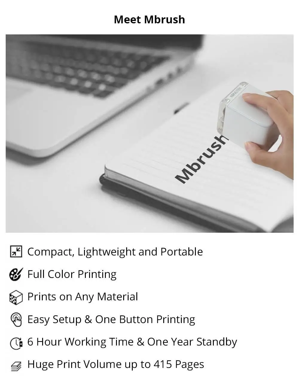 KONGTEN Handheld Inkjet Printer with Cartridge for Color Logo Printing on Metal Glass Paper and Plastic 6