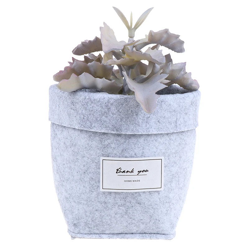 Gray/Khaki Felt Flower Pots Mini Succulents Planter Pot Letters Print Reuseable Multifunction Storage Bag Home Desktop Flowerpot