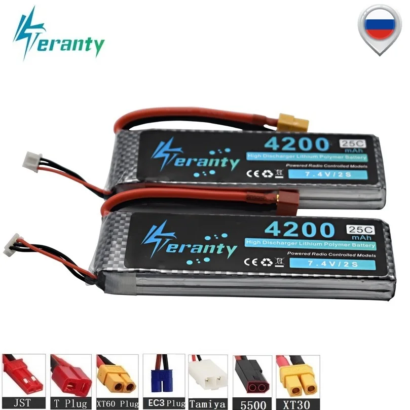 T/XT60/Tamiya разъемы 2S MAX 50C 7 4 V 4200mAh LiPo батарея для RC самолета вертолета автомобиля