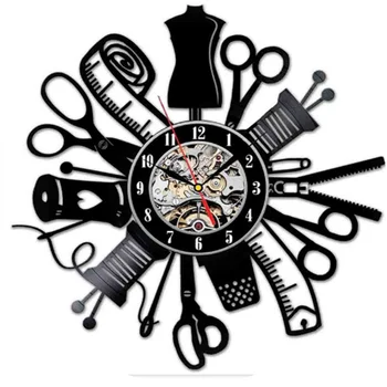 

Sewing Tailoring Clothes Tools Handmade DIY Wall Watch Fashion Personality Creative Minimalist Vinyl Record Clock Home Decor