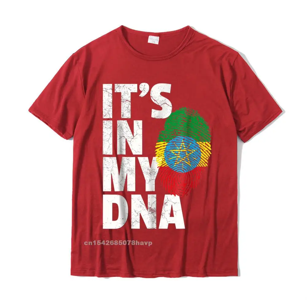 Printing Funky Men T-Shirt Crew Neck Short Sleeve Pure Cotton Tops Tees Casual Tops Tees Free Shipping ITS IN MY DNA Ethiopia Ethiopian Flag Shirt Men Women__2049. red