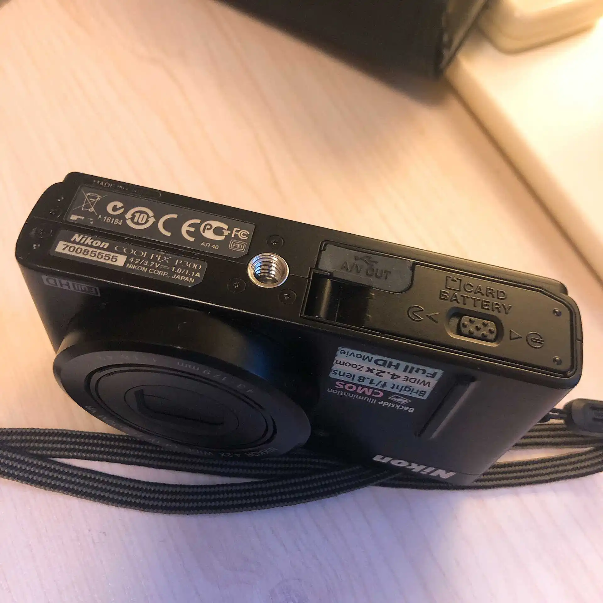  USED Nikon COOLPIX P300 12.2 MP Digital Camera 4.2x wide angle Auto Focus Image Stabilization WITH 