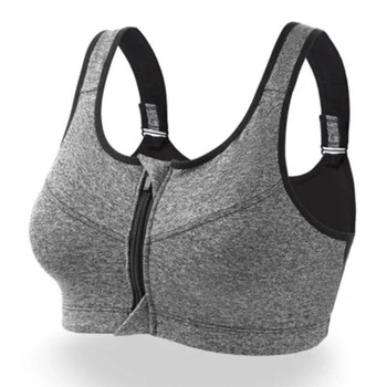 

Fashion Women No Steel Ring Shockproof Sports Bra Front Zipper Underwear Sports Sleep Bra