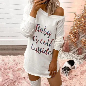 

Womens Summer Plus Size Long Sleeves Mini Swing T-Shirt Dress Plain Solid Color O Neck Casual Pullover Tunic Tops vestidos#45