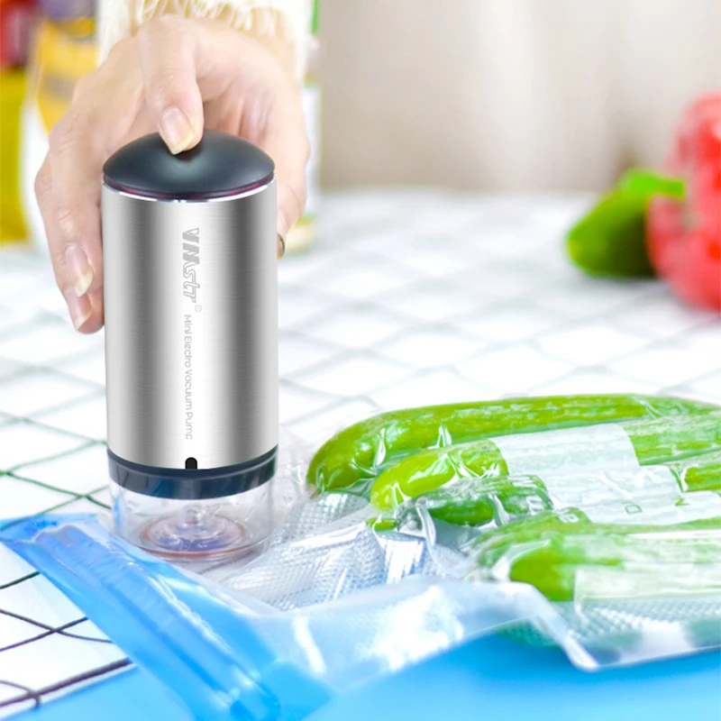 Sellador al vacío de alimentos reutilizable, bolsas Sous Vide con bomba de aire de mano recargable para almacenamiento de alimentos, electrodomésticos de cocina