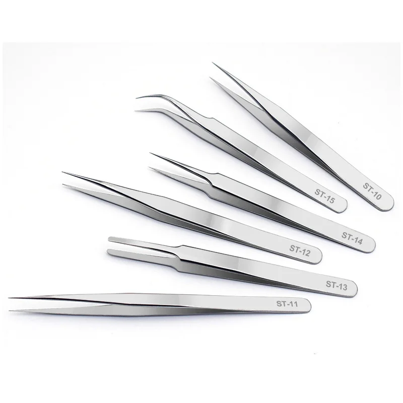 

6Pcs ESD Stainless Steel Tweezers Maintenance Tools Industrial Precision Curved Straight Tweezers Repair Tools 2018