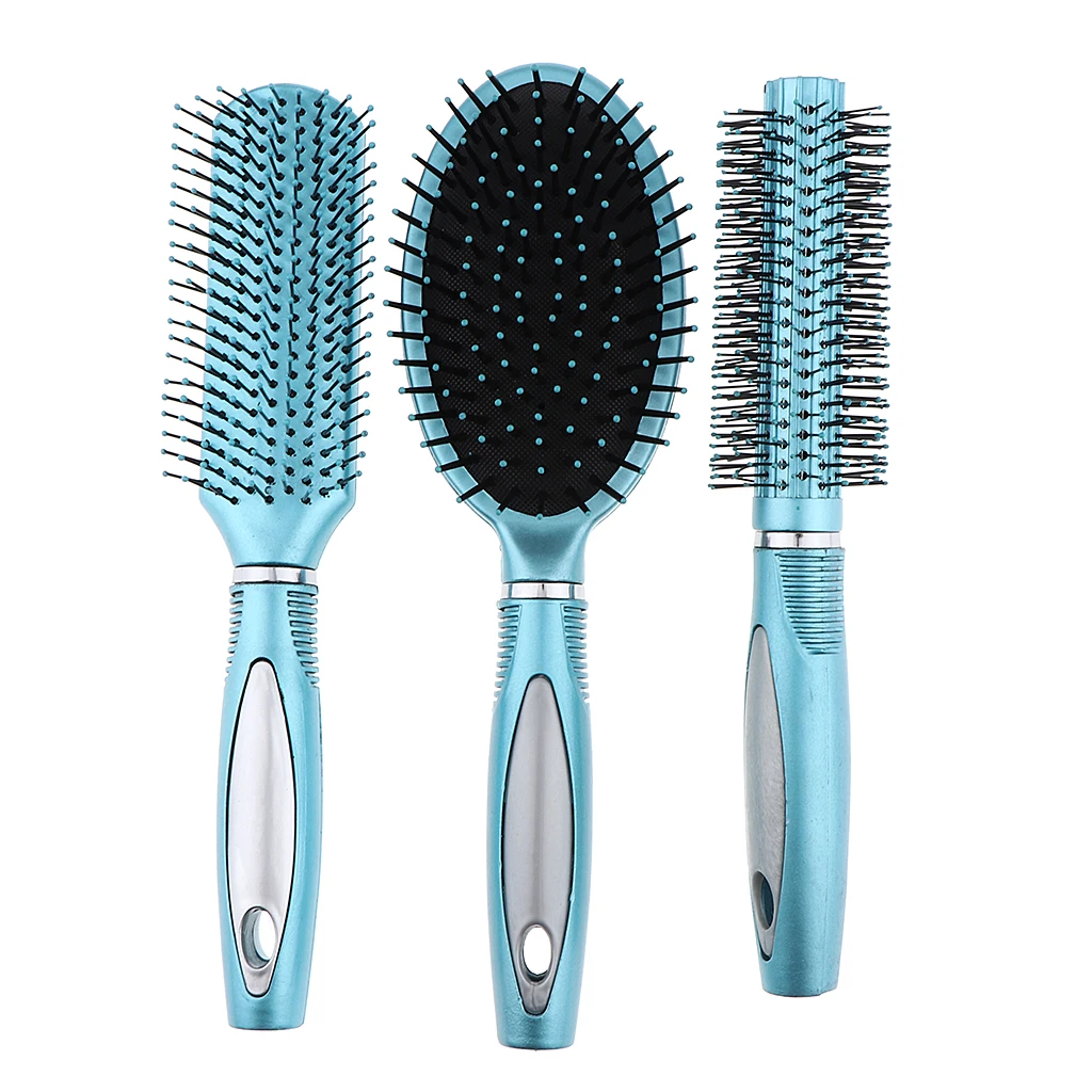 Stylish 3Pcs 3 types Dense Hairbrush Set Portable for Detangling Styling hair and Scalp Massage, Great for Extensions and Wigs