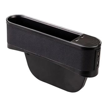 

Car Seat Space Catcher Organiser Storage Box Pocket with Purple Blue Belt 4 USB Seat Slit Storage Box