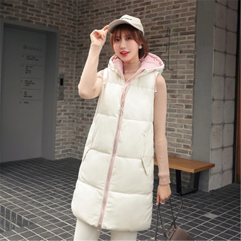 Бежевый Осень-зима пуховый хлопковый жилет, куртка Для женщин Свободные без рукавов жилет большого размера женские Повседневное уличная жилет Для женщин жилет PZ1994 - Цвет: Бежевый