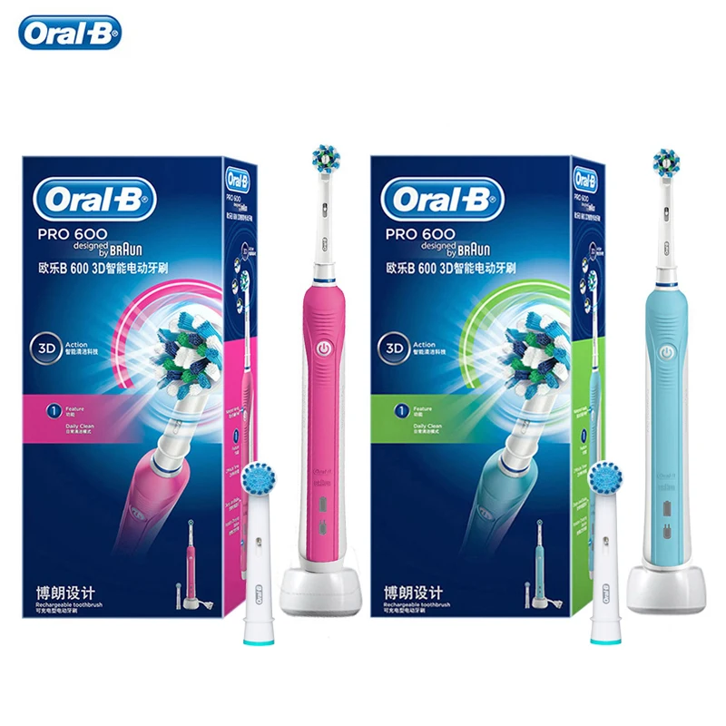 Oral B PRO600 Electric Toothbrush 3D Deep Clean Teeth Whitening Automatic Timer Rechargeable Tooth Brush Replacemnt Brush Head Oral B PRO600 Electric Toothbrush 3D Deep Clean Teeth Whitening Automatic Timer Rechargeable Tooth Brush Replacemnt Brush Head
