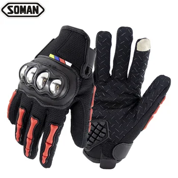 

Full Finger Screen Touch PU Leather Gloves Motorcycle mitten Motocross off road Driver Guante Scooter Glove Soman CG667