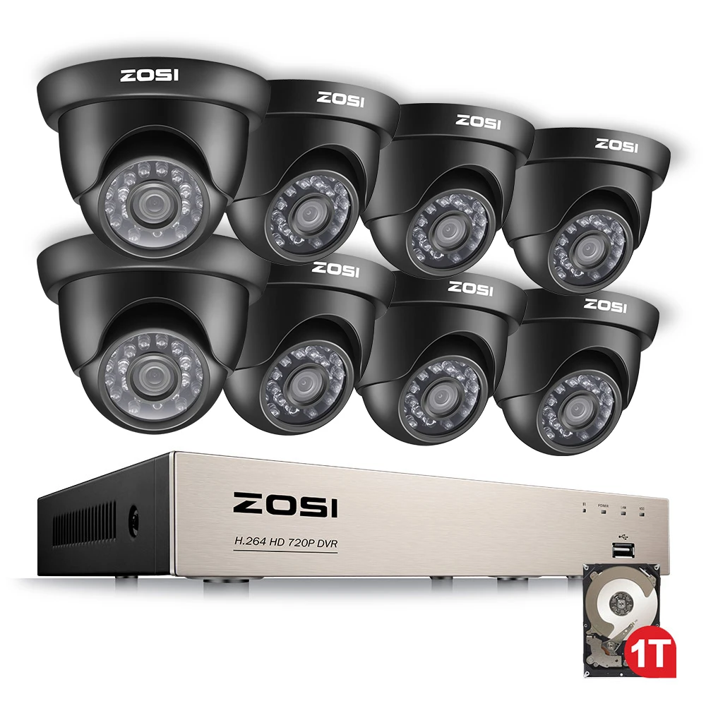 ZOSI 1080N HDMI DVR 1280TVL 720P HD Outdoor Home Security Camera System 8CH CCTV Video Surveillance