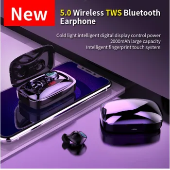 

TWS Mini Wireless Bluetooth 5.0 Earphone Earphone Touch Button Noise Reduction Sports Earpiece With 2000mAh LED Power Display
