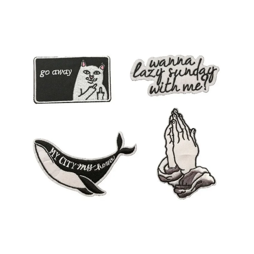 Pray Hand DIY Badges Cloth Jeans Cowboy Patch Clothes Down Jackets Decoration Applique Hippie Swing Badge Patches | Дом и сад
