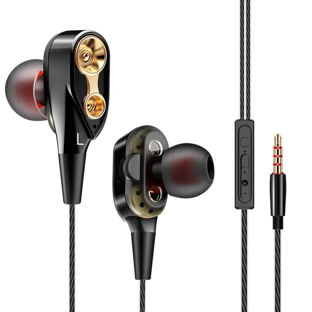 

High Bass Dual Drive Stereo In-Ear Earphones with Microphone Computer Wired Earbuds 3.5mm With Mic For Meizu Xiaomi Sony