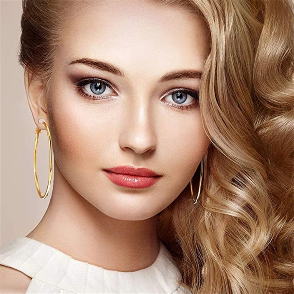Fashion Simple Women's clip Earrings Large Round Non Piercing Women Girls earring ear clip earrings clip earrings ear clip