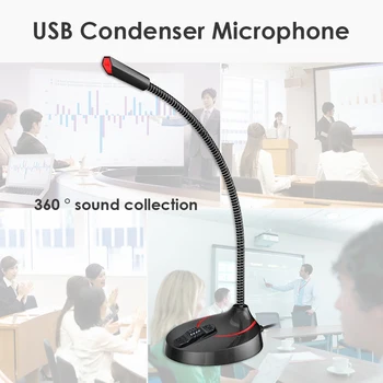 

Computer microphone WIth Mute Switch 360° adjust freely Studio Speech Microphone Gaming Chatting USB Microphone Desktop PC Lapto