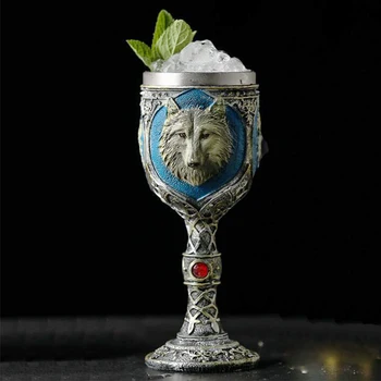 

Mug Goblet Wine Gothic Wine Goblet Contain Wolf Retro Stainless Steel&Resin Wine Glass BEST Halloween Gifts Bar Drinkware Cup DB