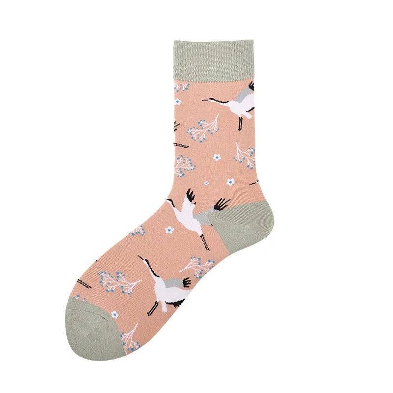 Женские носки, забавные мультяшные животные, фламинго, единорог, Акула, милые носки, женские креативные японские носки для скейтборда в стиле Харадзюку - Цвет: 24