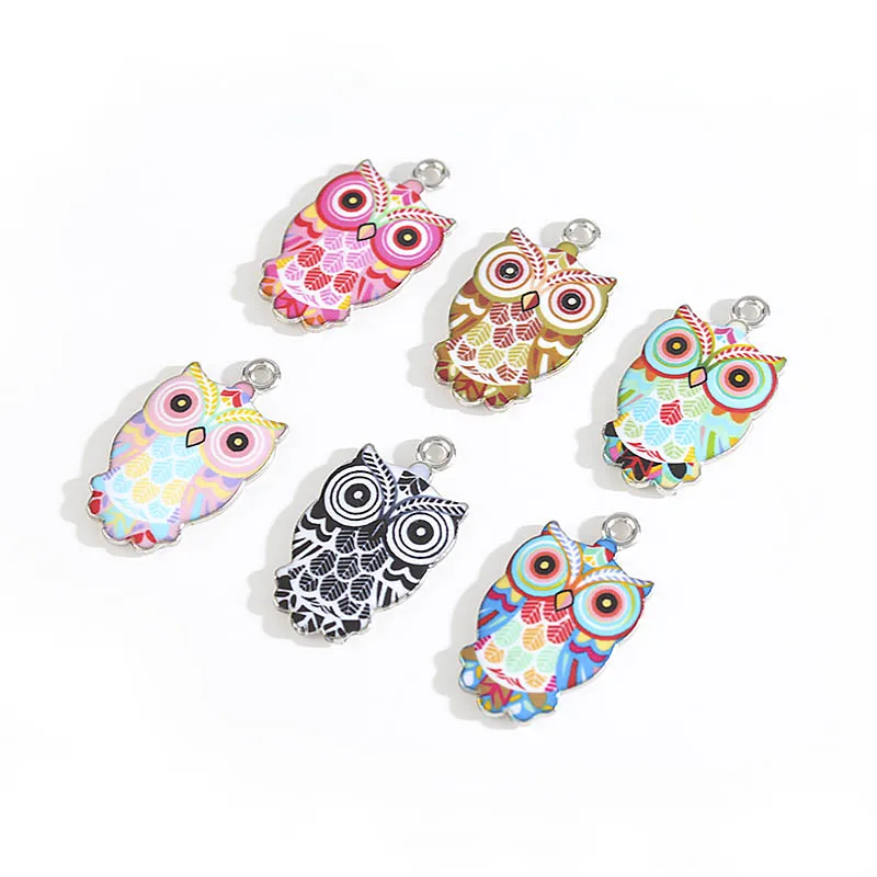 

2pcs/lot Alloy Colorful Owl Charms Enamel Charms Gold Tone Birds Pendant Charm Cute Necklace Bracelet Jewelry Making Accessory