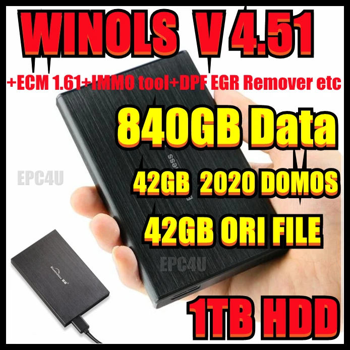 Winols 4.51 vmware \2.24+840GB DAMOS PACK 42GB 2020 Damos file AND TUNED PACK+1000GB HDD+ECM TITANIUM +immo tool+dpf egr remover