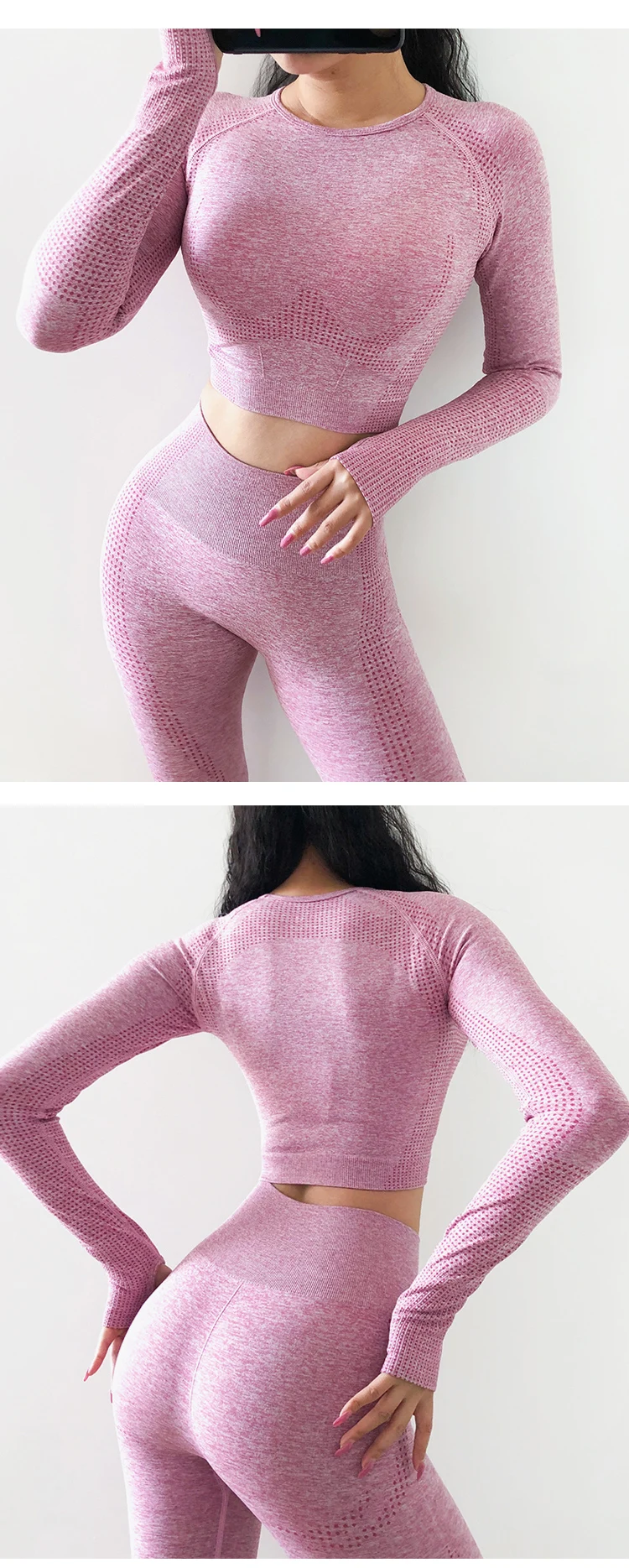 Vital seamless yoga top long sleeve gym crop top shirt workout yoga shirt for women sportswear 7 colors