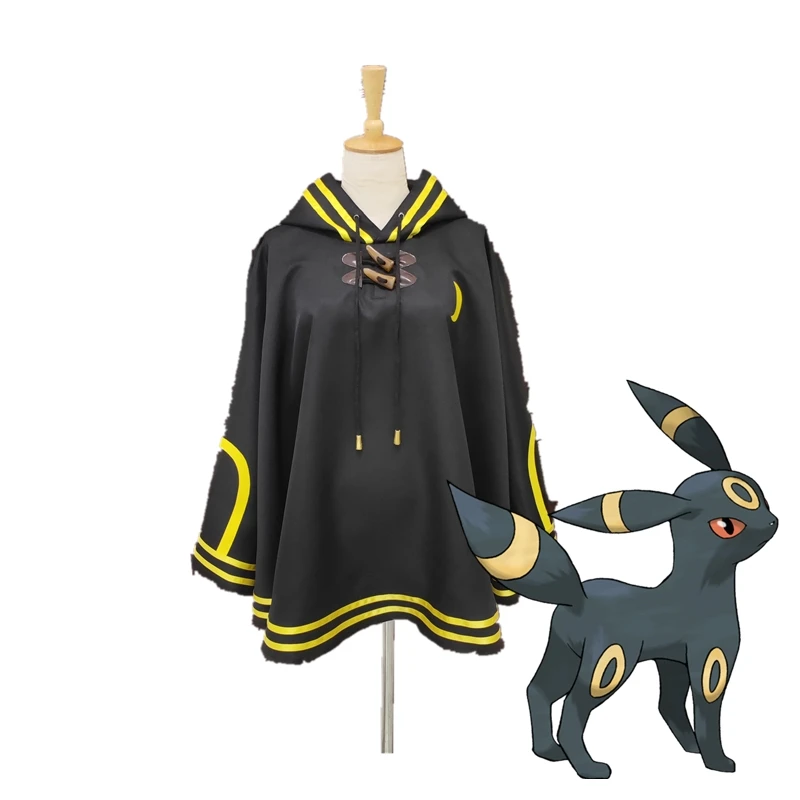 Аниме Покемон Umbreon милый черный балахон плащ косплей костюмы на Хэллоуин для женщин и мужчин