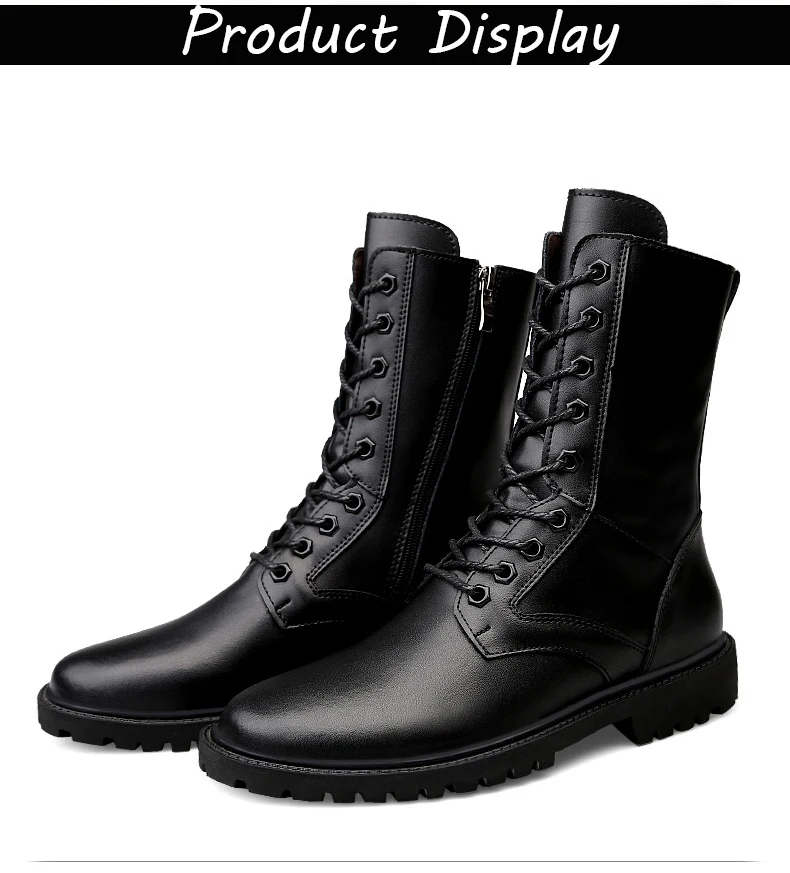 Fashion Winter Men Boots With Fur Sicherheitsschuhe Side Zipper Working Shoes 35-52 Winter Boots Men Single Black Military Boots