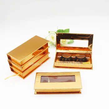 

Luxury Gold Reflective Paper Lash Cases 25mm Full Strip Lashes Soft False Eyelashes Makeup Eyelashes Custom Lashbox Packaging
