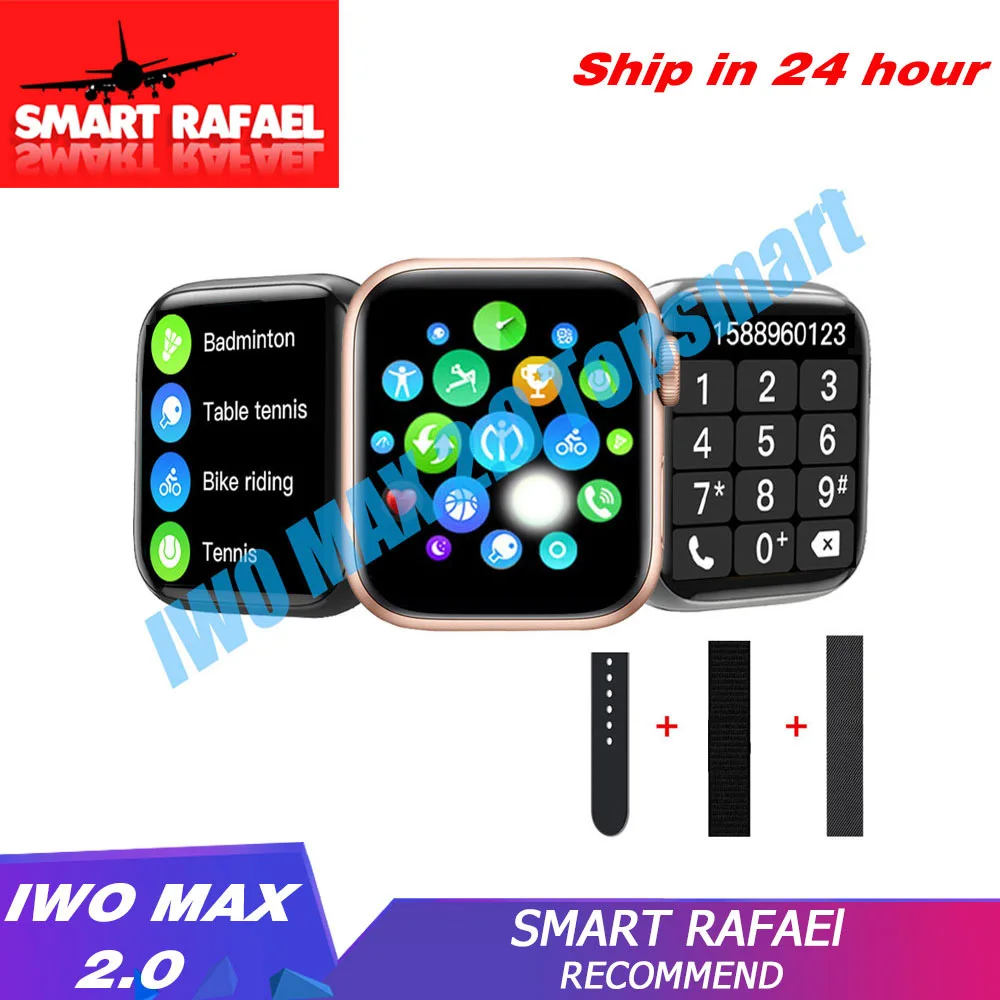 IWO MAX 2.0 Smartwatch Custom Photo Smart Watch Bluetooth Call GPS Tracker Heart Rate Sport Band For Android IOS Phone PK IWO 12