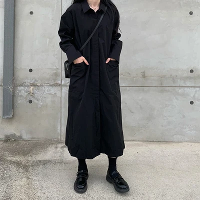 Новая ветровка в японском стиле для ранней осени Женская Однорядная рубашка с длинным рукавом и пуговицами