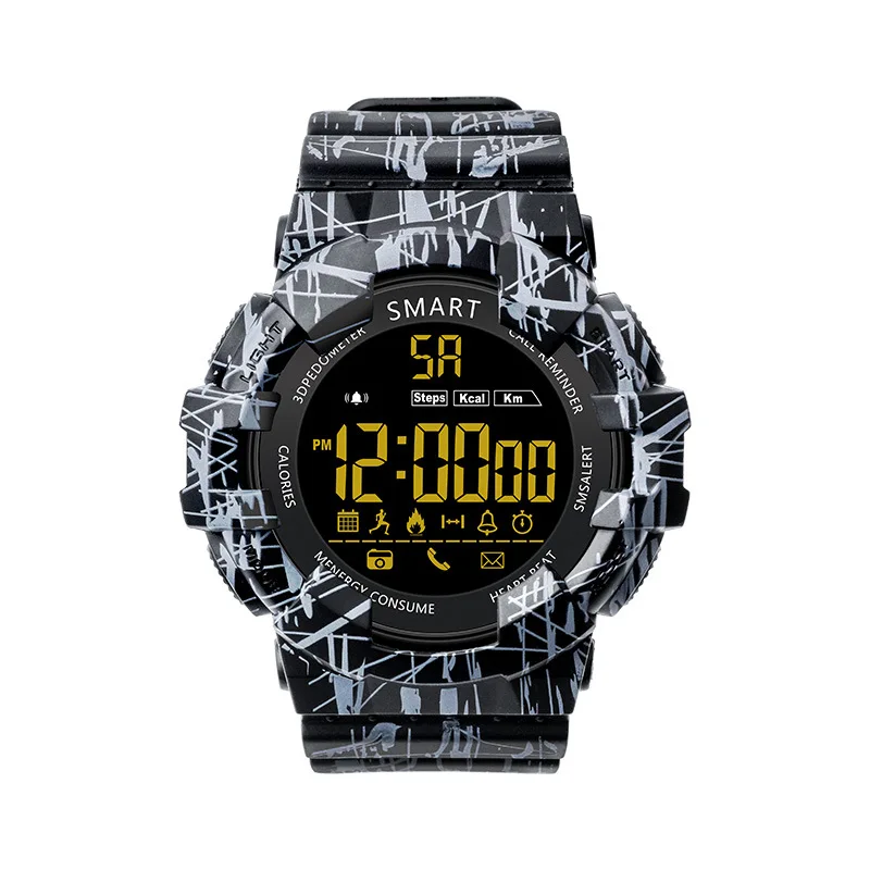 EX16C Camo Smartwatch 5 ATM водонепроницаемый трекер шагов калорий Расстояние Смарт-часы в режиме ожидания 12 месяцев напоминание о сообщениях - Цвет: D
