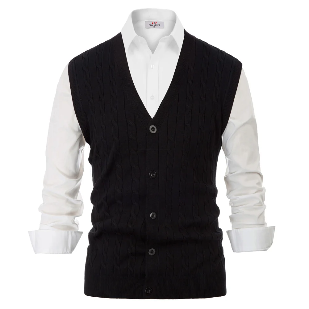 

Men Sweater Vest Knitwear Sleeveless V-Neck Button Fit Warm Casual Comfortable Solid Autumn Winter Knit Tops Stretchy Male