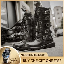 Мужские зимние ботинки; обувь; кожаные черные мужские сапоги до колена;#555