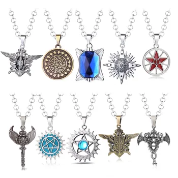 

Anime Black Butler Cosplay Props Necklace Seven Contracts Blue Gem Magic Circle Logo Eagle Five Star Double Dragon Pendant