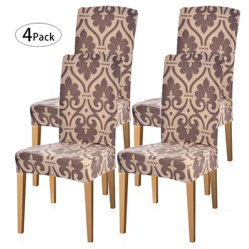 

4PCS Soft Spandex Fit Stretch Dining Room Covers Banquet Chair Seat Protector Slipcover for Home Party Hotel Wedding Ceremony